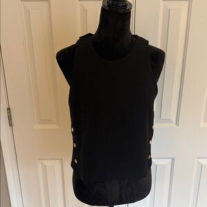 Tamara Mellon Black Tank Top with Gold Accents